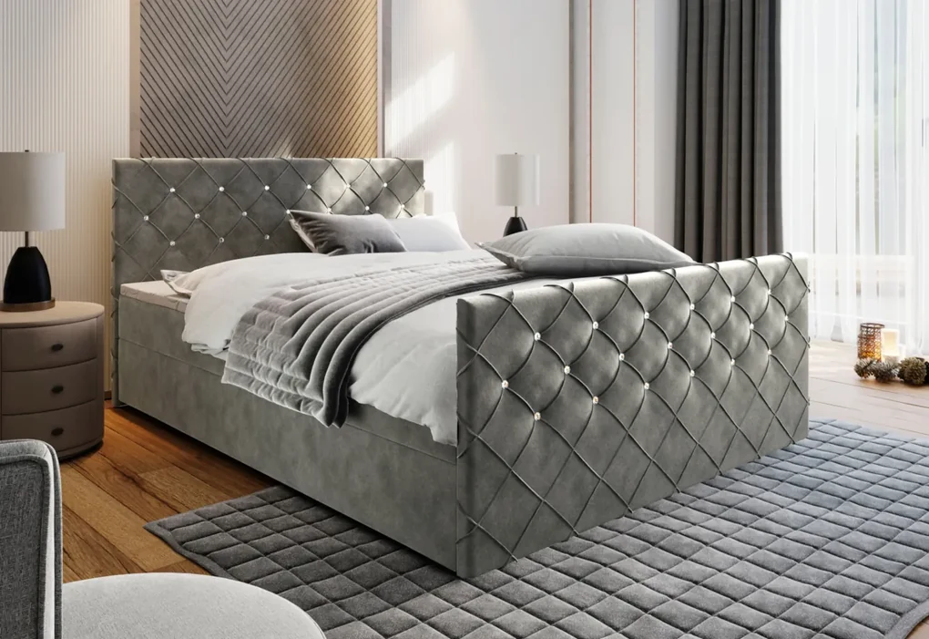 MINDY kárpitozott boxspring ágy, 140x200, magic velvet 2250