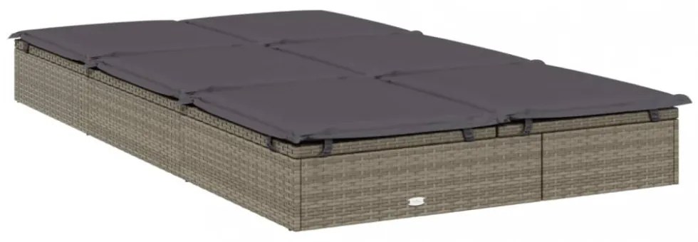 kétszemélyes szürke polyrattan napozóágy párnákkal