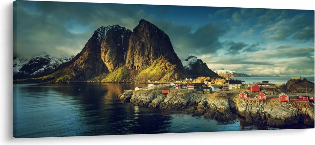 Egy halászati falu képe Norvégiában (120x50 cm)