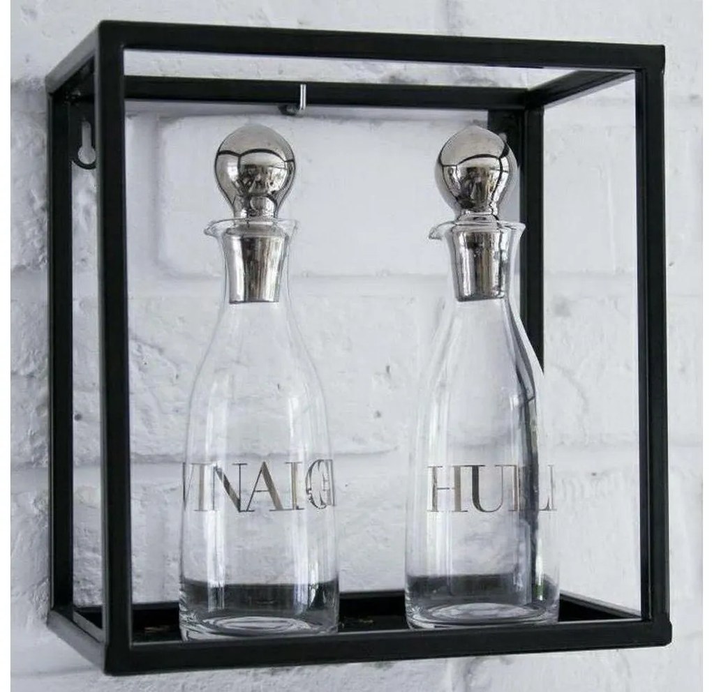 Fali polc 20x20 cm fekete, falra szerelhető