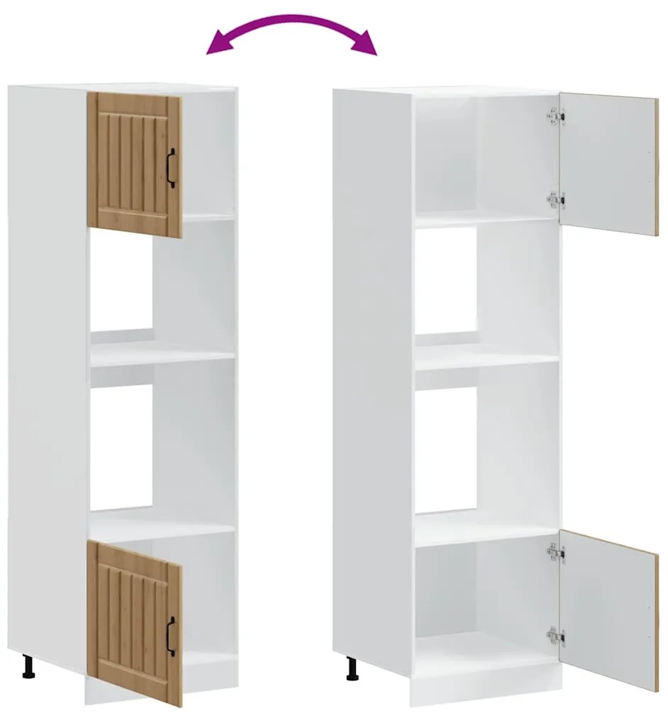 Lucca 2 db kézműves tölgy színű szerelt fa sütőszekrények