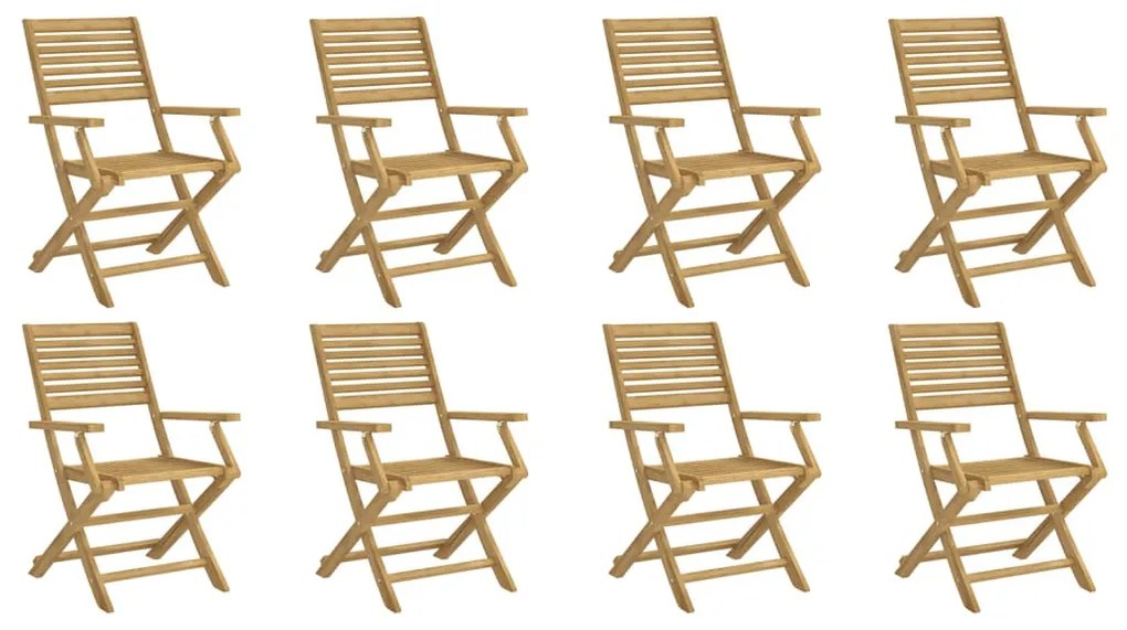 8 db összecsukható tömör akácfa kerti szék 54,5x61,5x86,5 cm