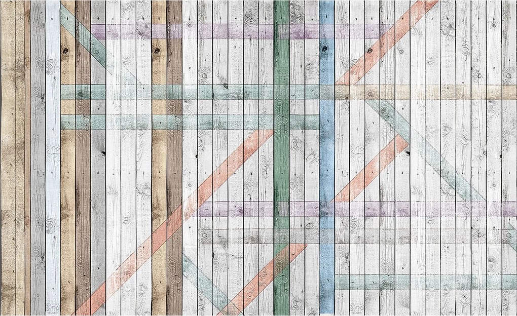 Fotótapéta flizelina Pasztell Deszka Geometrikus Rusztikus 300x210 +ragasztó