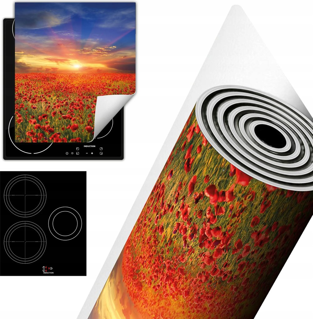 Tűzhelyvédő Szőnyeg Asztali Dekoráció 45x52 piros pipacs