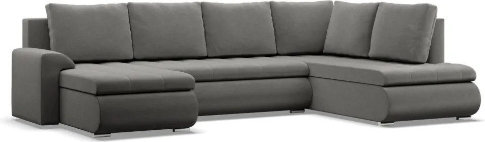 Tokio U sarokkanapé, 3 ágyneműtartóval, bársony, jobboldali, világosszürke