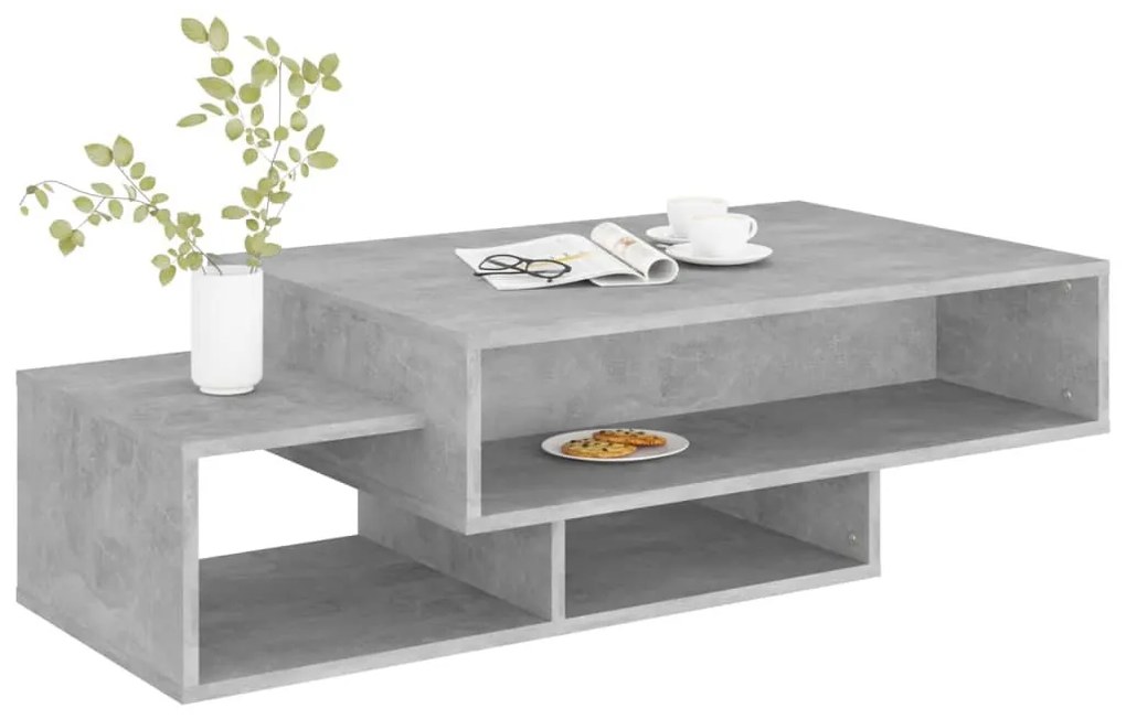 Betonszürke szerelt fa dohányzóasztal 105 x 55 x 32 cm