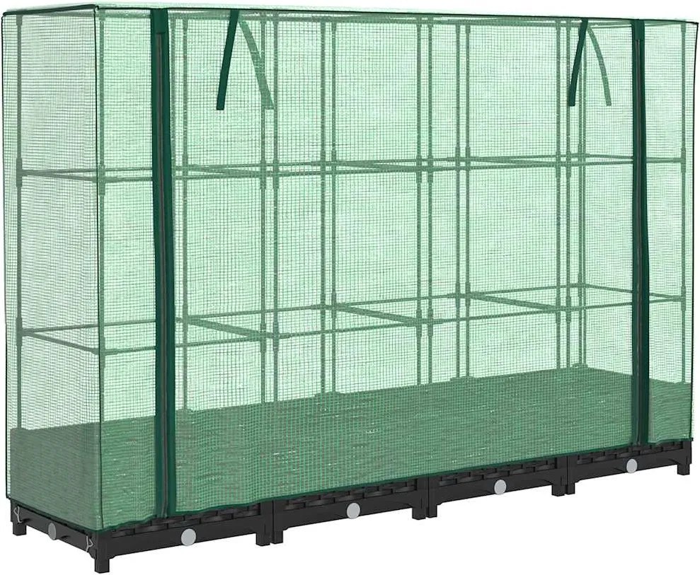 vidaXL rattan hatású magaságyás üvegháztakaróval 160 x 40 x 123 cm