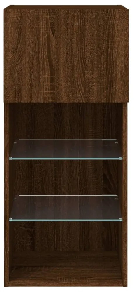 barna tölgyszínű TV-szekrény LED-lámpákkal 40,5x30x90 cm