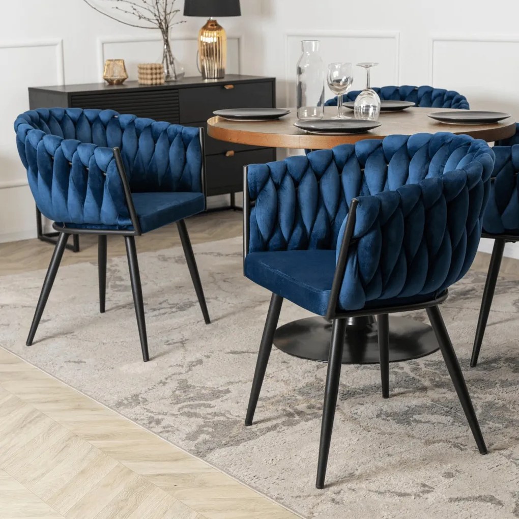 Sötétkék Bársony Étkezőszék ELENA