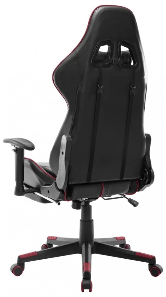 fekete és bordó műbőr gamer szék lábtámasszal
