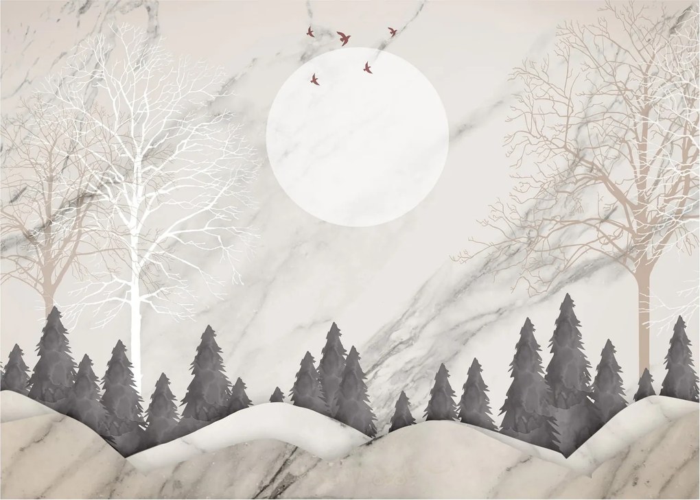 Kép - Téli táj (üvegen) (70x50 cm)