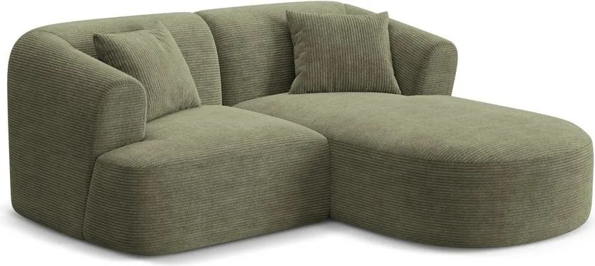 Zöld kordbársony sarokkanapé (jobb oldali-heverő résszel) Campi – Cosmopolitan Design