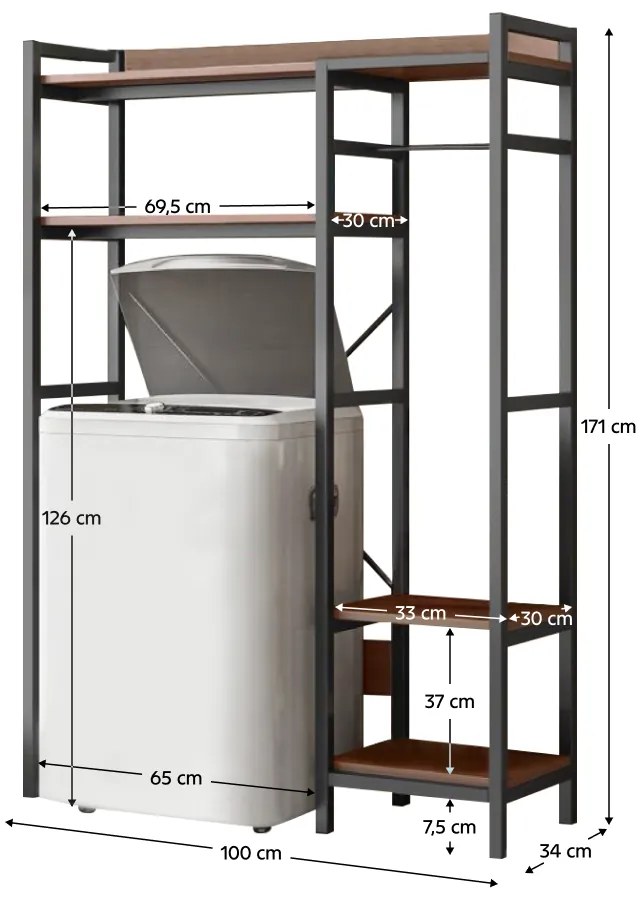 DELSIN polc a mosógép fölé , sötét tölgy