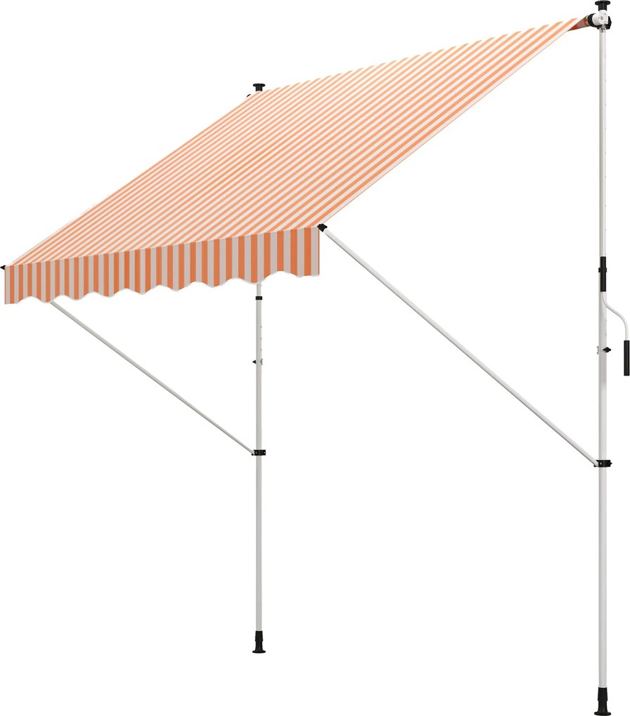 Outsunny Összecsukható Kézi Napernyő 3x1.5 m Kültéri Terasz Rolós Napernyő Magasságában Állítható Crank 170-280 cm Fúrás Nélkül Balkorra Kertbe Naranc