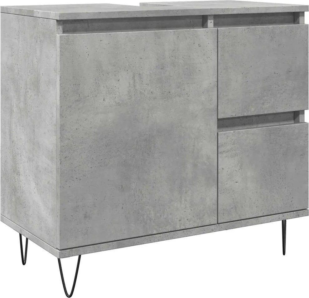 vidaXL betonszürke szerelt fa fürdőszobai mosdószekrény 65x33x60 cm