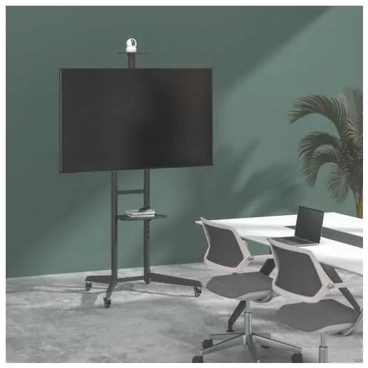 Brateck T1040T gurulós TV állvány polcokkal, fekete