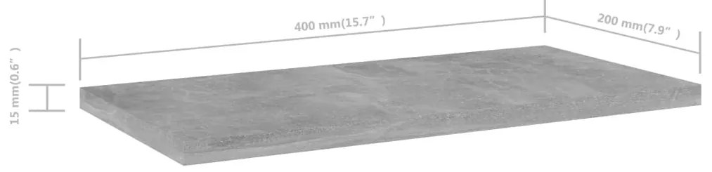 4 db betonszürke szerelt fa könyvespolc 40 x 20 x 1,5 cm