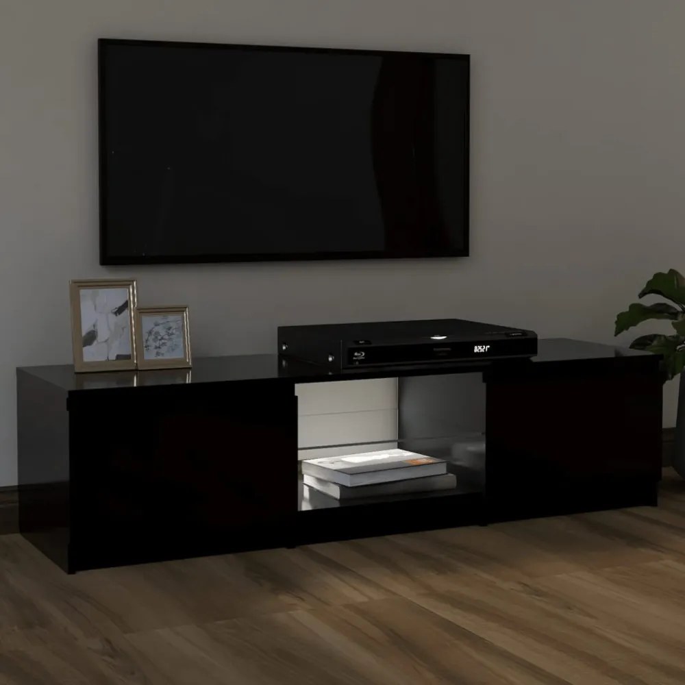 fekete TV-szekrény LED lámpákkal 120 x 30 x 35,5 cm