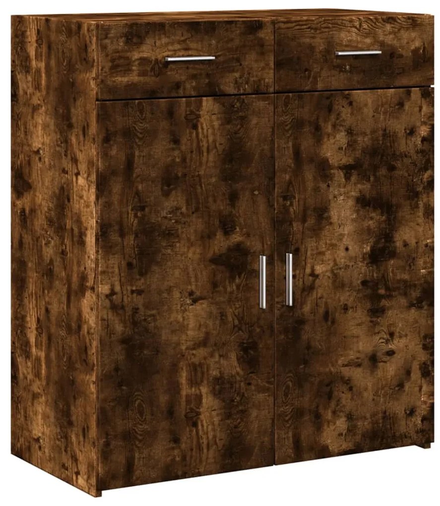 füstös tölgy színű szerelt fa tálalószekrény 80 x 42,5 x 93 cm