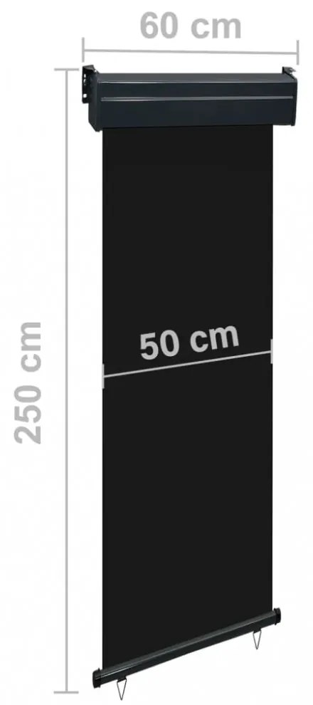 fekete erkély oldalnapellenző 65 x 250 cm