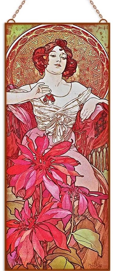 Alfons Mucha - Ékköveg - Rubin üvegkép, falikép
