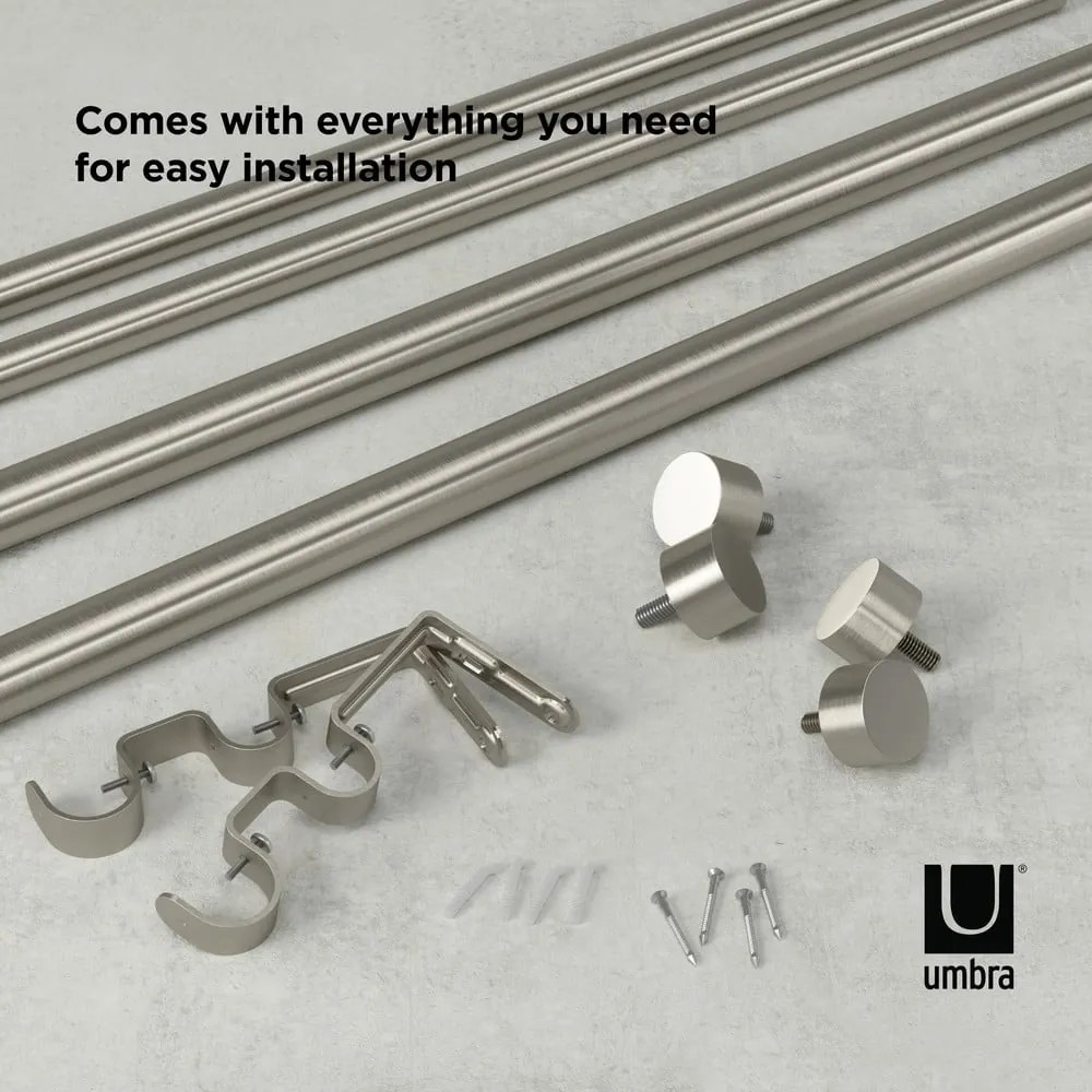 Rozsdamentes acél bővíthető-dupla függönykarnis 168 - 305 cm Cappa – Umbra