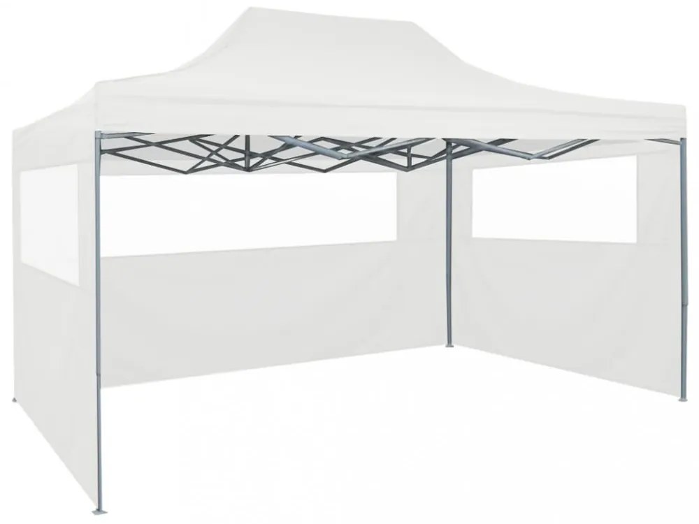 fehér acél összecsukható rendezvénysátor 4 oldalfallal 280x410x315 cm