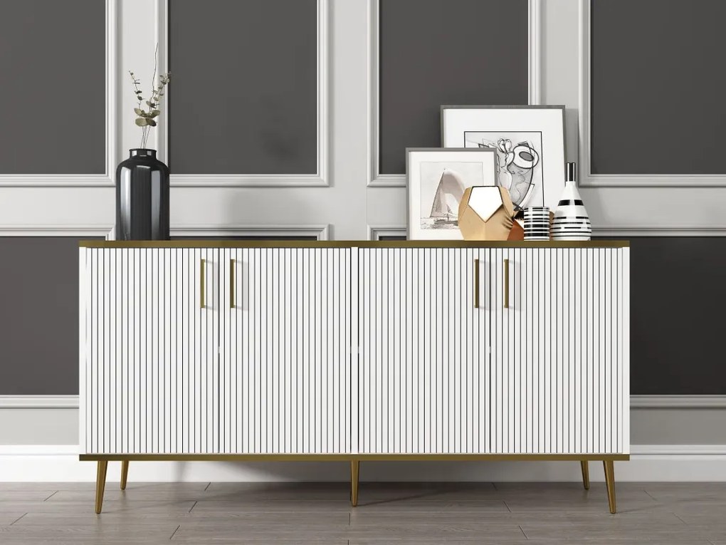 Poly komód, fehér, 150 cm