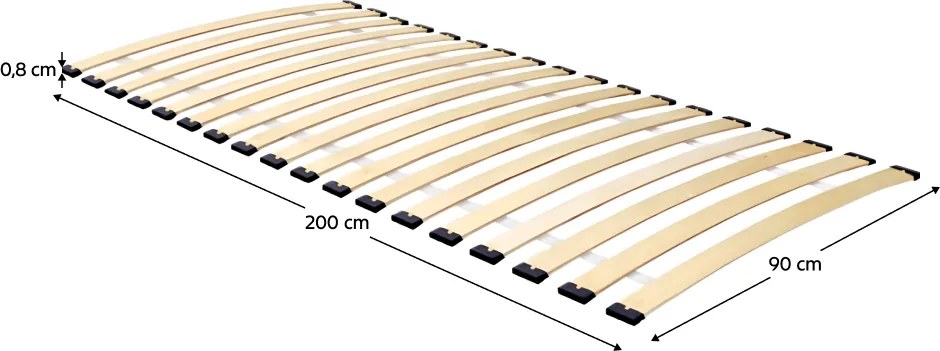 Feltekerhető ágyrács, 90x200 cm, BREZO