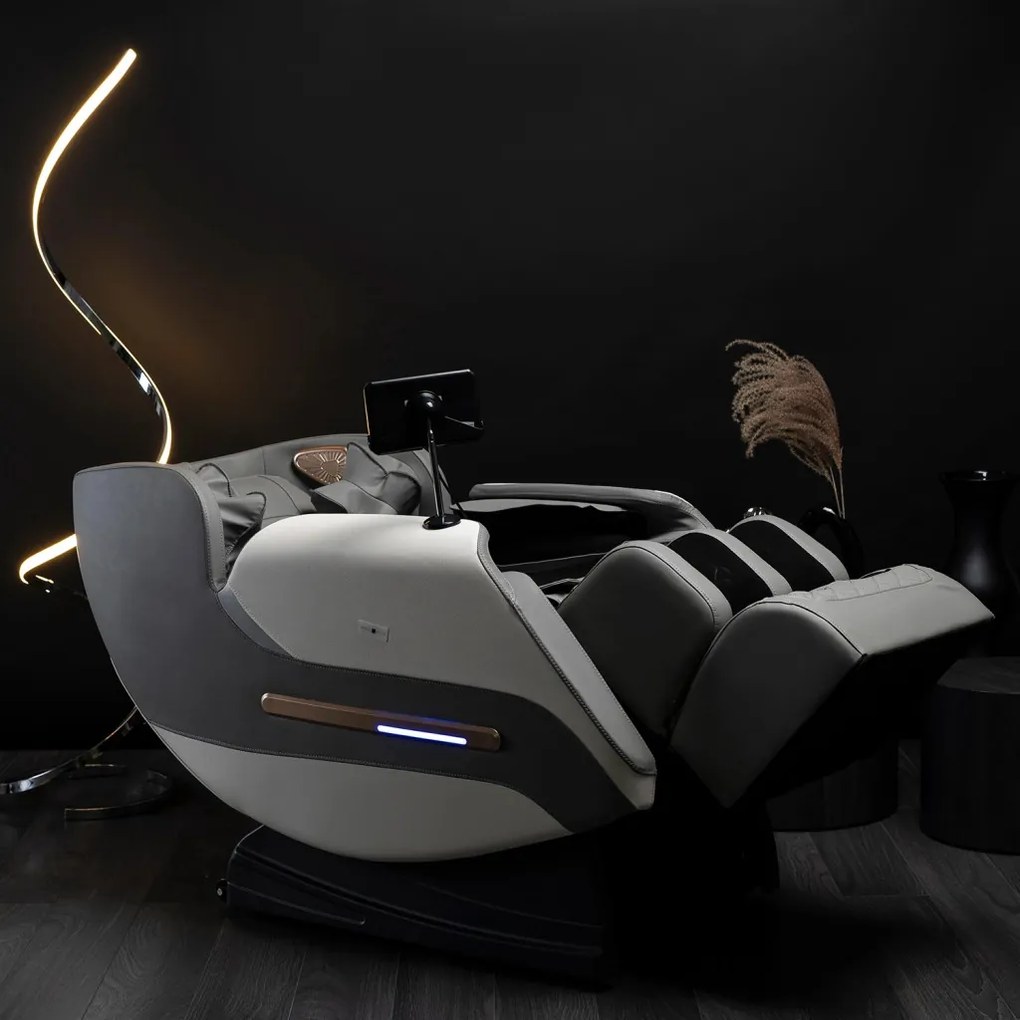 Masszázsfotel Szürke Eco-bőr Kárpittal. VX MAX