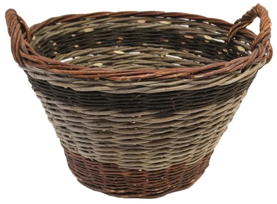 Fonott fa tároló kosár fogantyúval, 38x47 cm