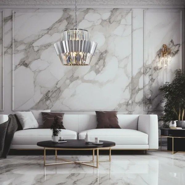 Csillár láncon DONNA 12xE14/40W/230V átm. 55 cm matt króm