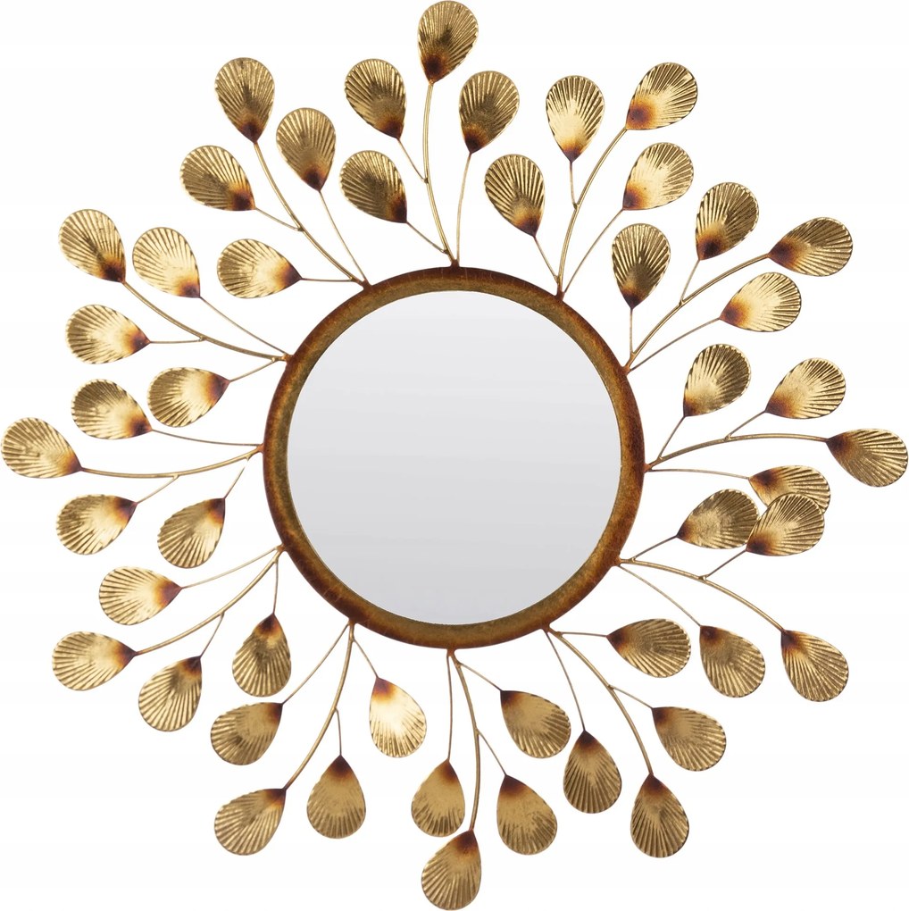 Fali dekoráció arany fém tükör levelek