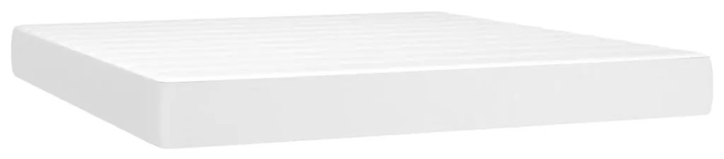 fehér műbőr rugós ágy matraccal és LED-del 160x200 cm