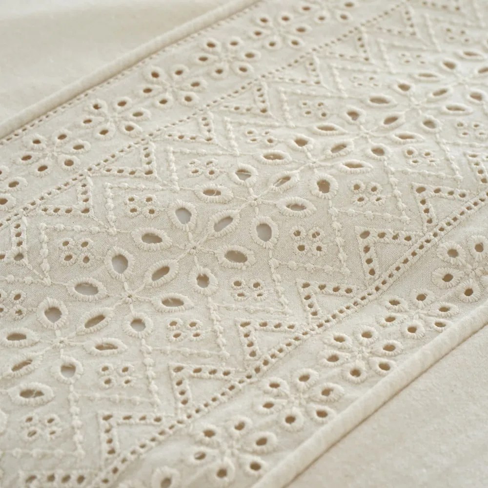 Krémszínű egyszemélyes ágyneműhuzat 135x200 cm Broderie Anglaise – Catherine Lansfield