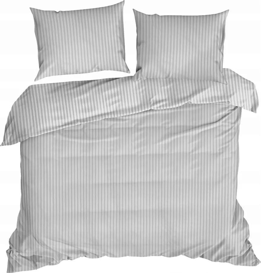 Ágyneműhuzat jacquard szövet damaszt 220x200 ezüst függőleges csíkos