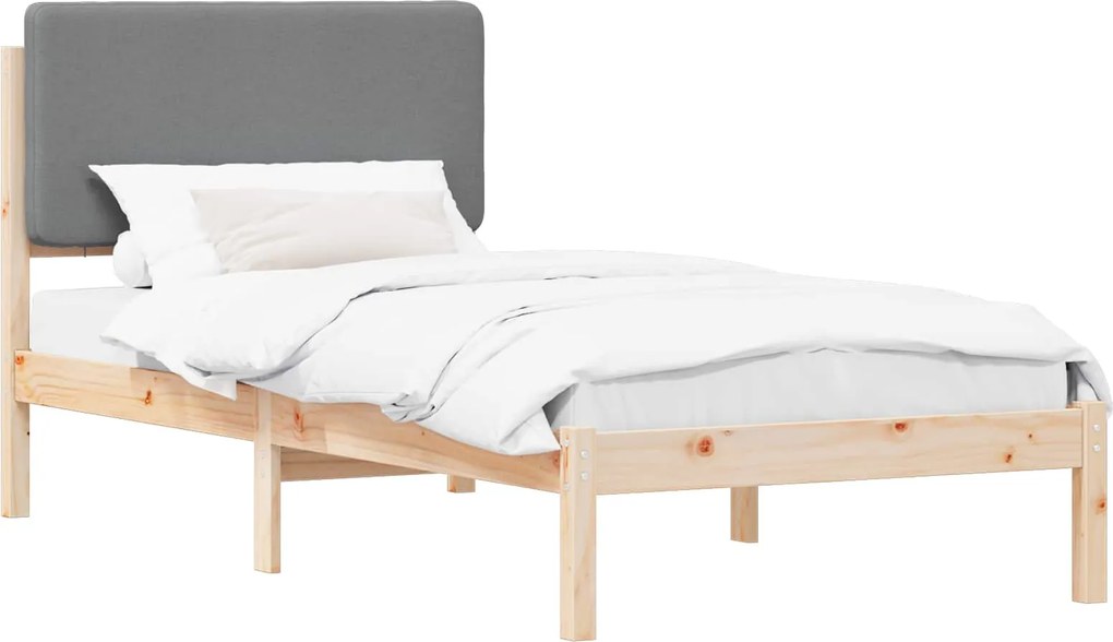 vidaXL Ágykeret Kárpitozott Fejtámlával Világosszürke 90 x 200 cm