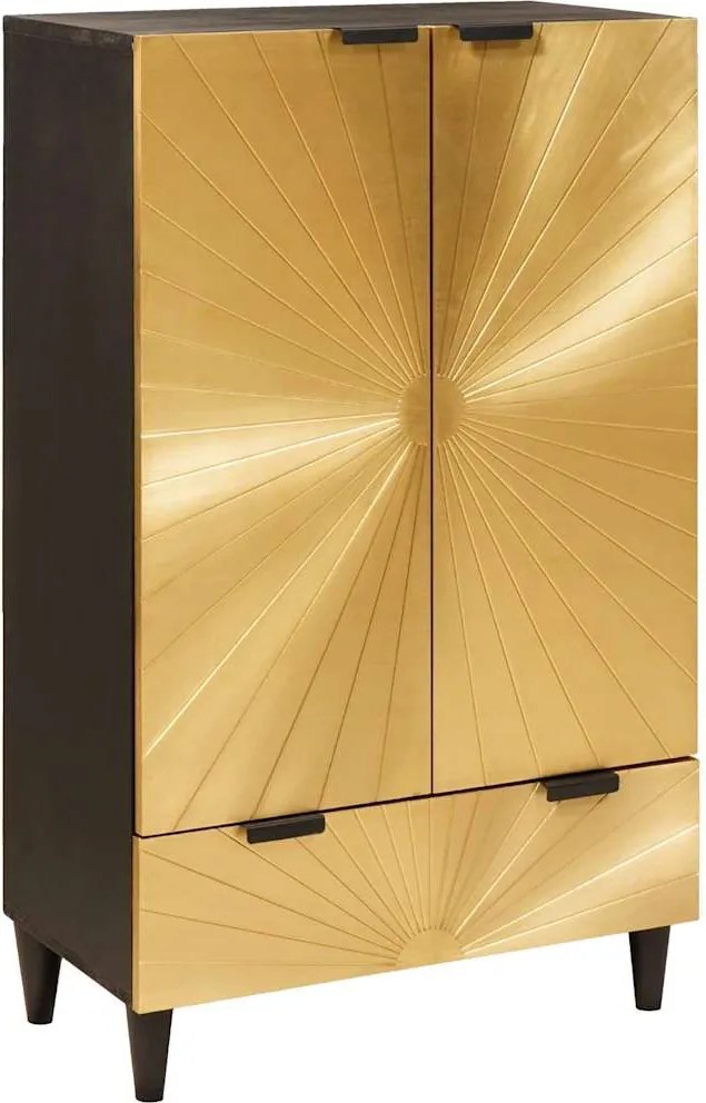 vidaXL Oldalsó szekrény fiókkal Fekete és Arany 60 x 33,5 x 100 cm