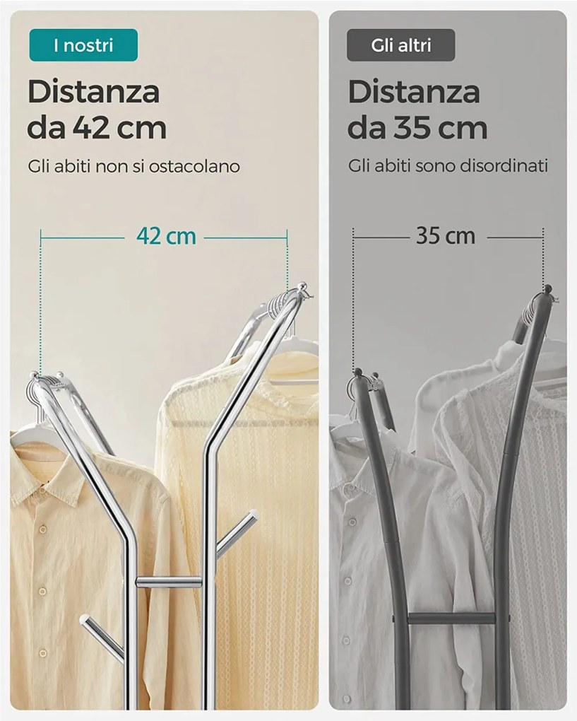 Gurulós ruhaállvány, ezüst 153x54x103cm