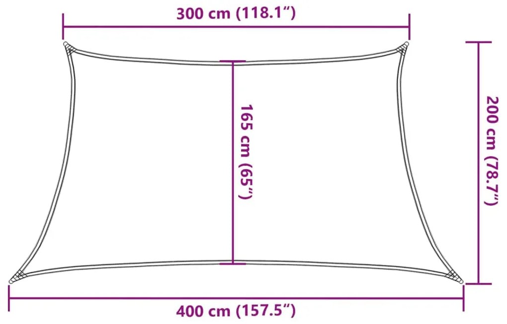 kék HDPE napvitorla 160 g/m² 3/4 x 2