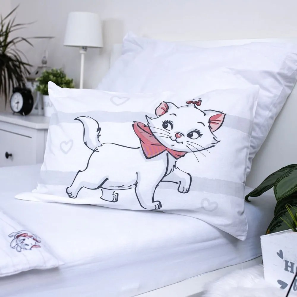 Fehér pamut gyerek ágyneműhuzat babaágyhoz 100x135 cm Marie Cat "Bow" – Jerry Fabrics