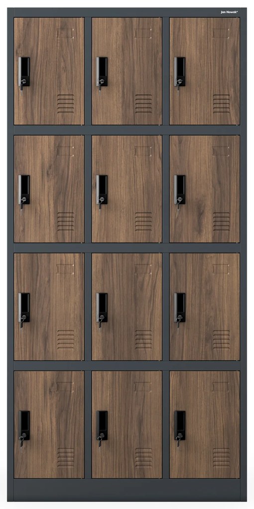 Zárható szekrény MARCIN, 900 x 1850 x 400 mm, Eco Design: antracit/dió