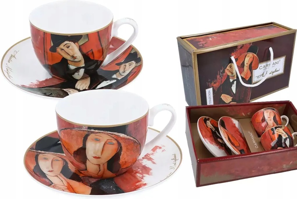 Porcelán Csészék Carmani Modigliani On És Ő Ajándék Pároknak 2 db