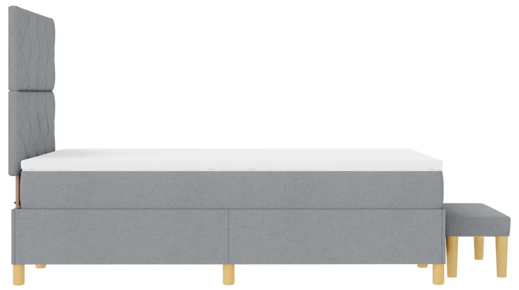 Box Spring Ágy matraccal és paddal Világosszürke 120x190 cm Szövet