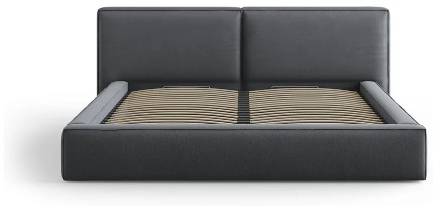 Sötétszürke kárpitozott franciaágy tárolóhellyel, ágyráccsal 180x200 cm Arendal – Cosmopolitan Design