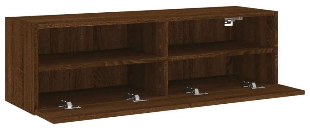 barna tölgyszínű szerelt fa fali TV-szekrény 100 x 30 x 30 cm