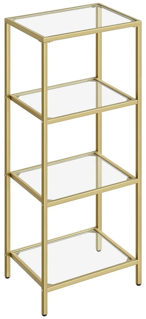 Fürdőszobai tárolópolc 95x40x30 cm, edzett üveg tároló állvány, arany