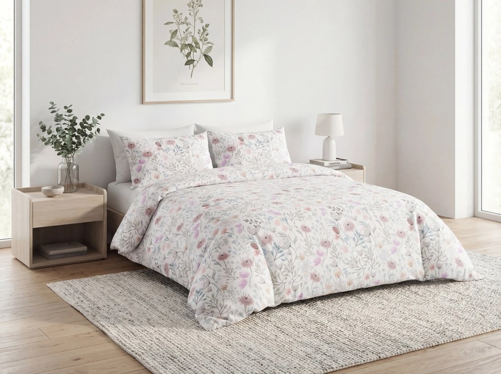 Renforcé pamut ágyneműhuzat FLORENO fehér Ágyneműhuzat mérete: 2 db 70 x 90 cm | 200 x 220 cm