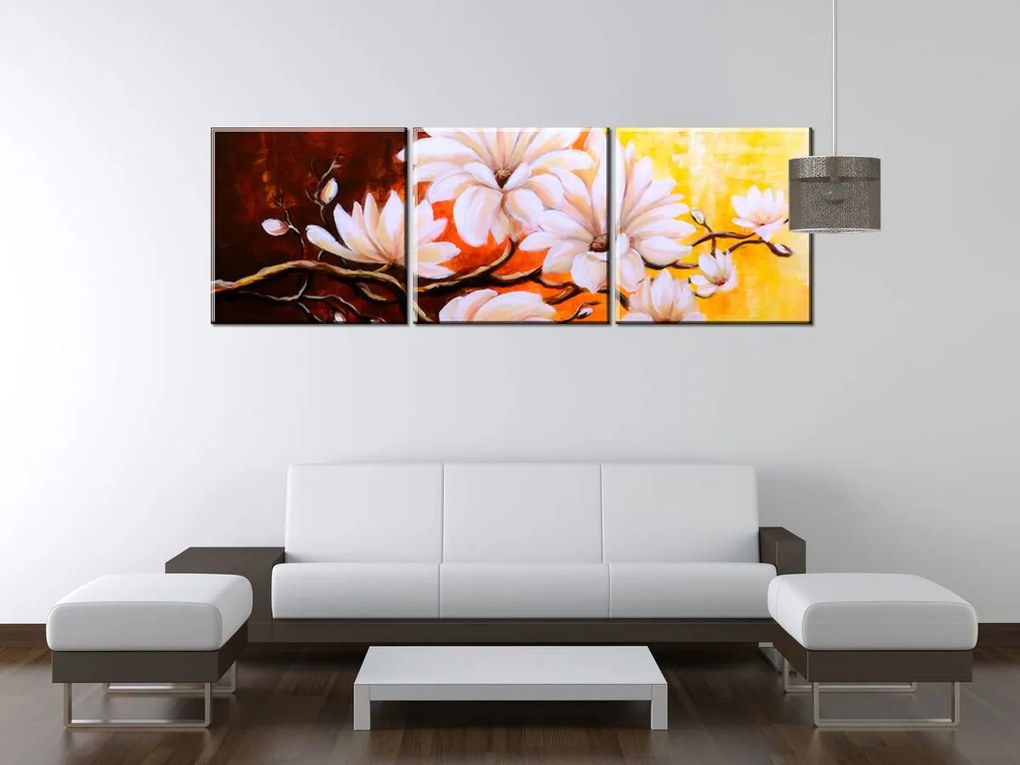 Gario Vászonkép Színes magnóliák - 3 részes Méret: 90 x 70 cm