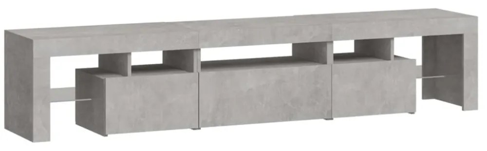 betonszürke TV-szekrény LED lámpákkal 200x36,5x40 cm